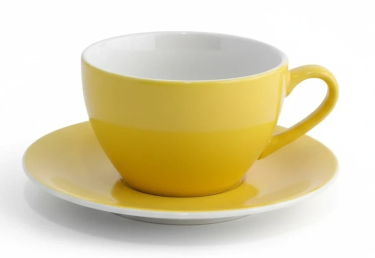 فنجان و نعلبکی زرد تک با جعبه مناسب کادو