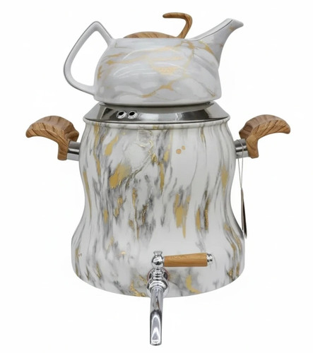 ست کتری قوری طرح سنگ با دسته چوبی