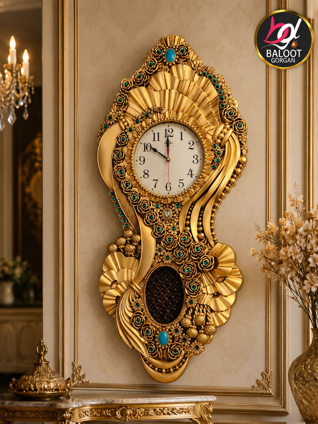 ساعت دیواری لوکس طلایی