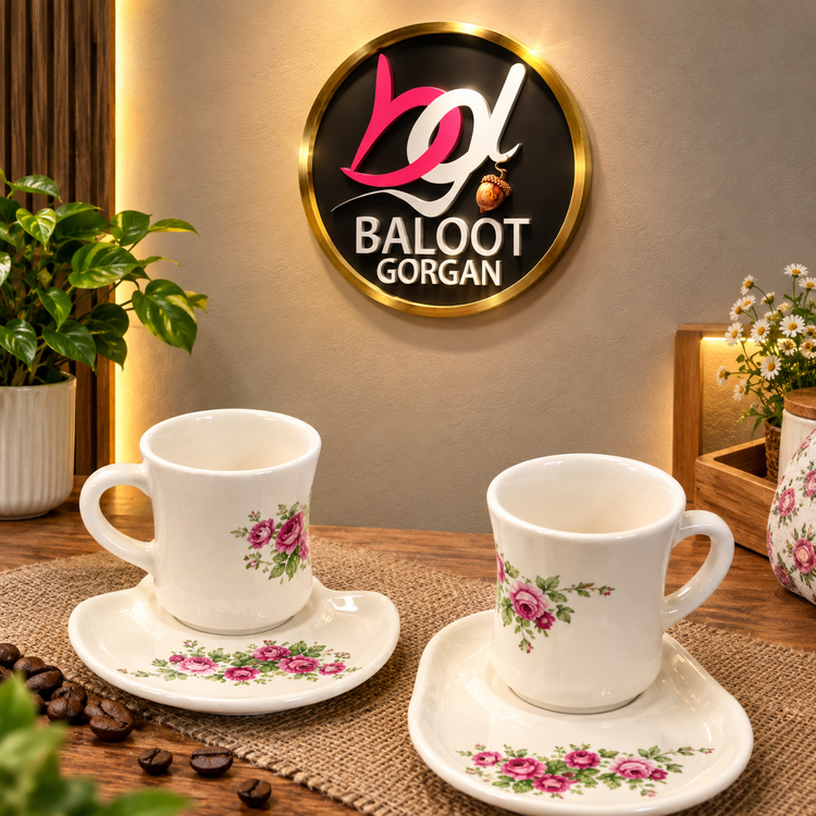 فنجان و نعلبکی سرامیکی سنتی دستساز طرح گل