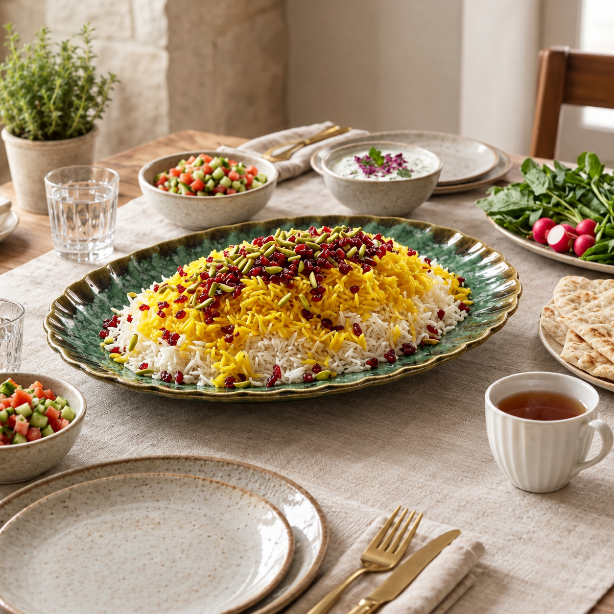 دیس برنج سرامیکی زمردی